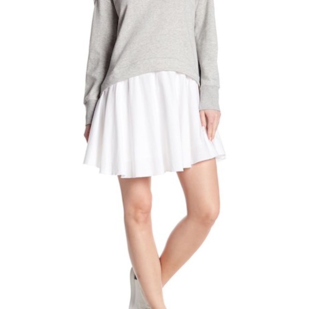 MELLODAY Grey Fleece Poplin Drop Waist Dress sz Sm